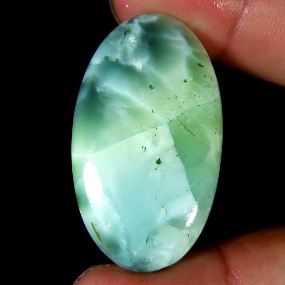 48.90Cts.Natural Green Moonstone Teardrop Oval Cab 23x40x6mm Top Pendant Gems