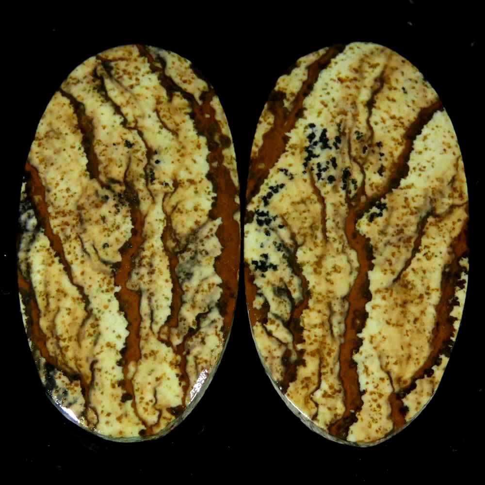 21.10Cts.100%Natural Super Picture Jasper Pair Oval Cab 13x24x4mm Losse Gemstone