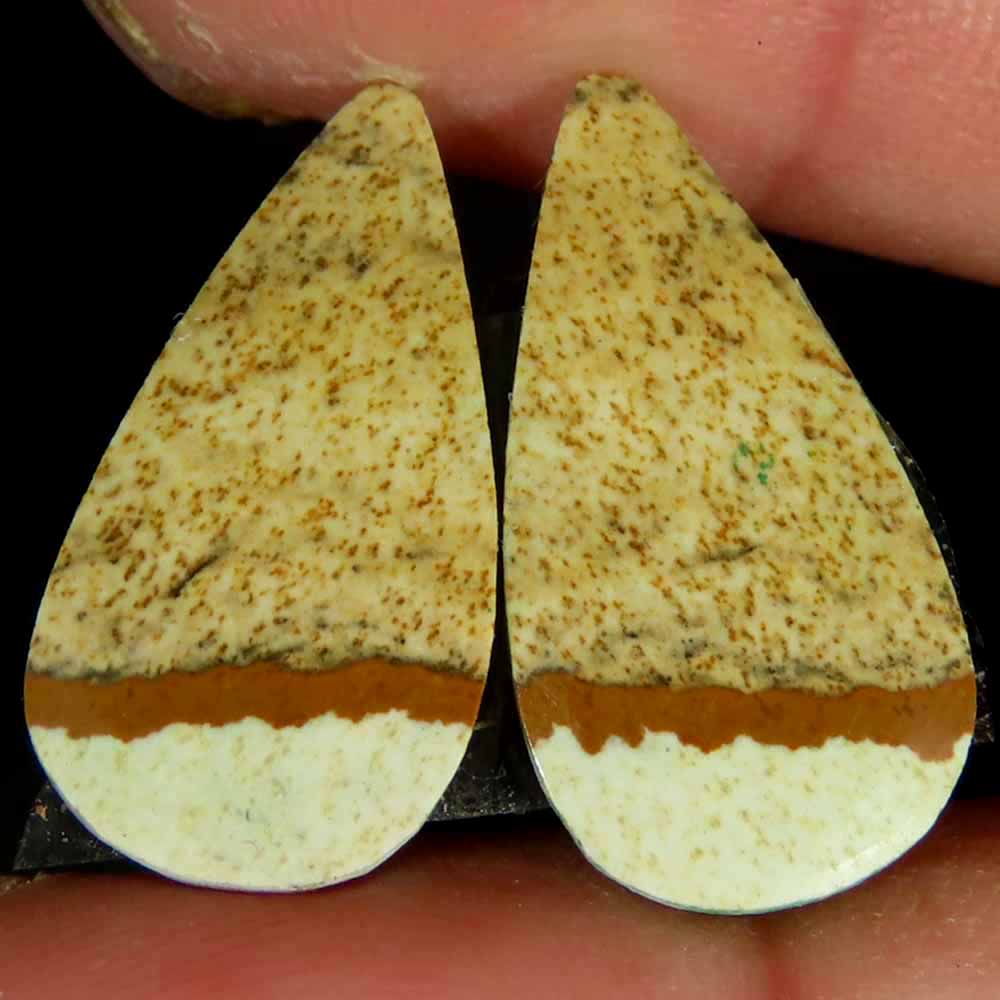 10.70Cts.100%Natural Super Picture Jasper Pair Pear Cab 11x20x3mm Top Gemstone