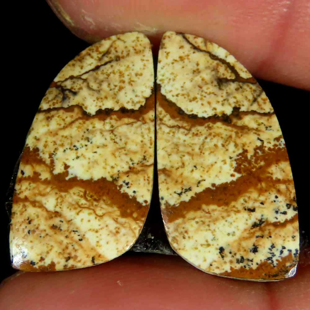 14.70Cts.100%Natural Designer Picture Jasper Pair Fancy Cab 11x20x3mm Gemstone