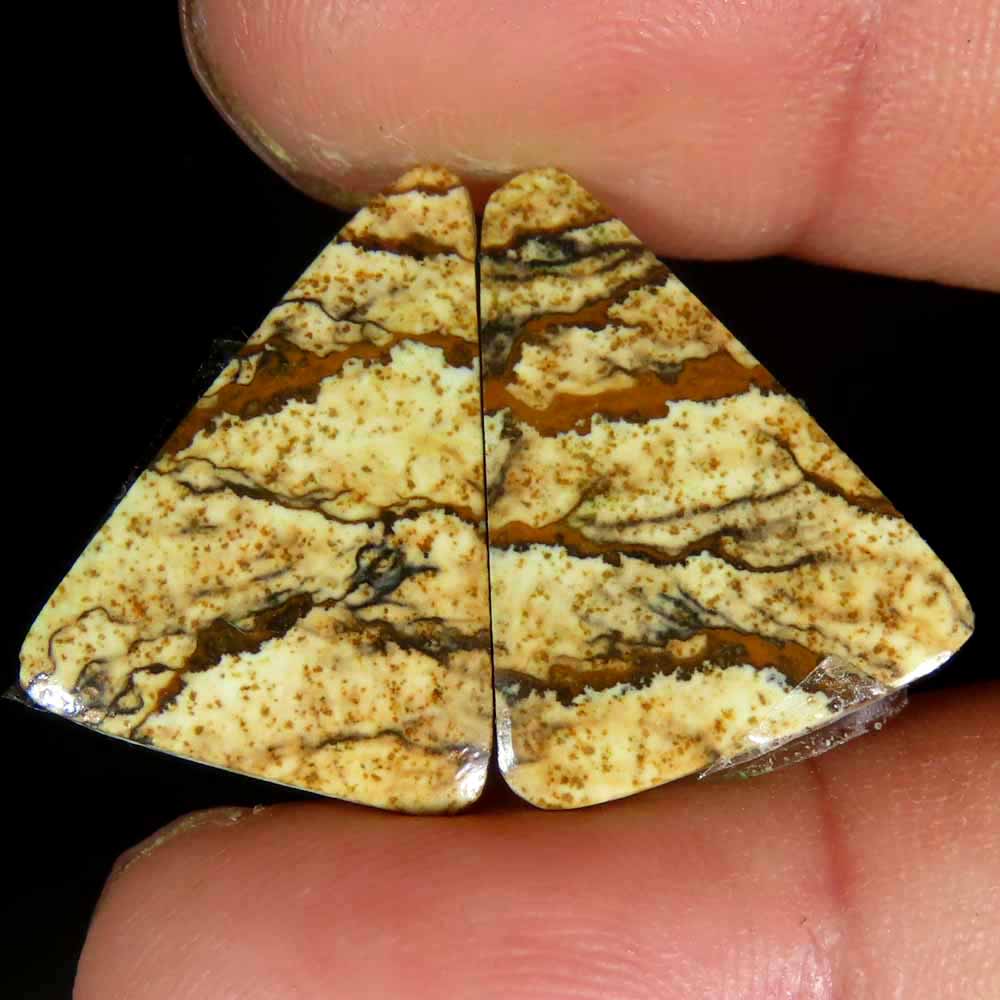 12.00Cts.100%Natural Designer Picture Jasper Pair Fancy Cab 15x20x3mm Gemstone