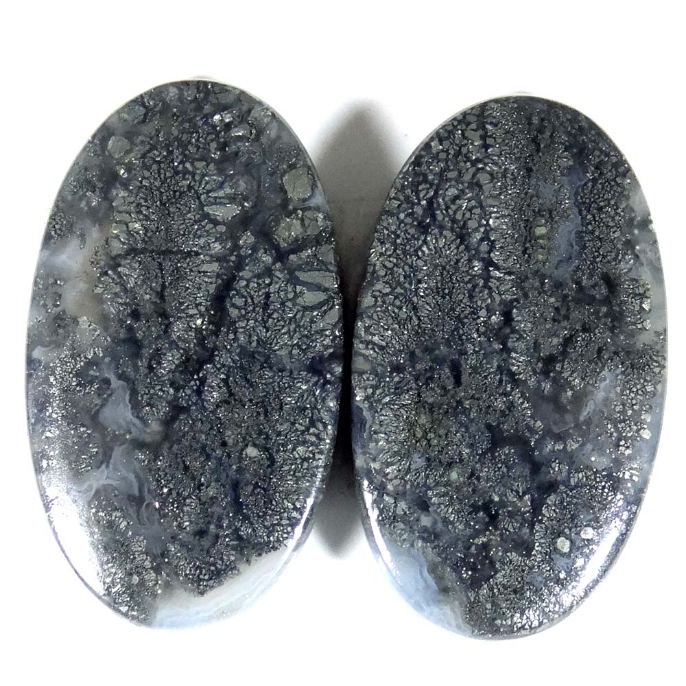 28.85Cts. 14X24X4mm 100% Natural Marcasite Oval cab Matched Pair Loose Gemstone