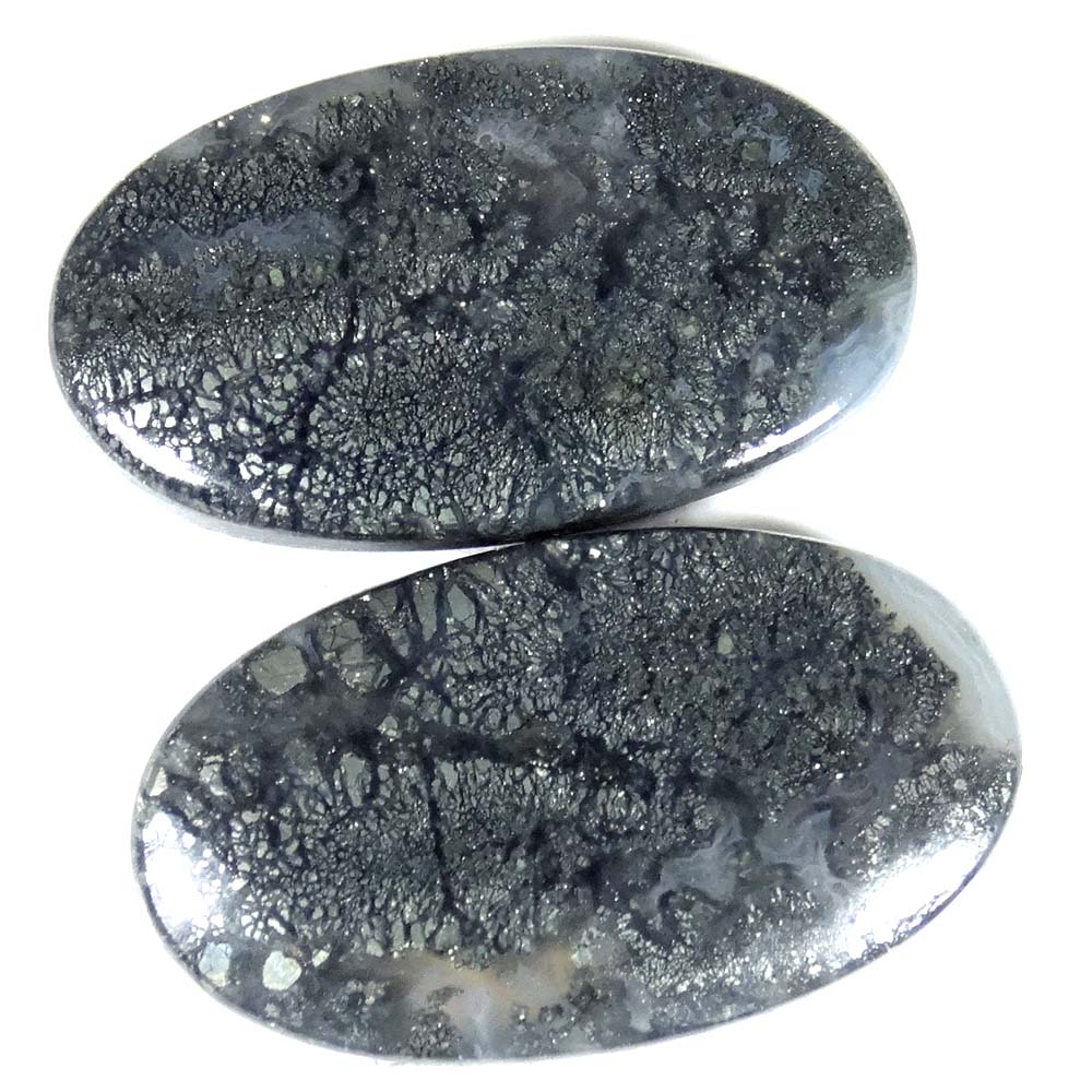 28.85Cts. 14X24X4mm 100% Natural Marcasite Oval cab Matched Pair Loose Gemstone