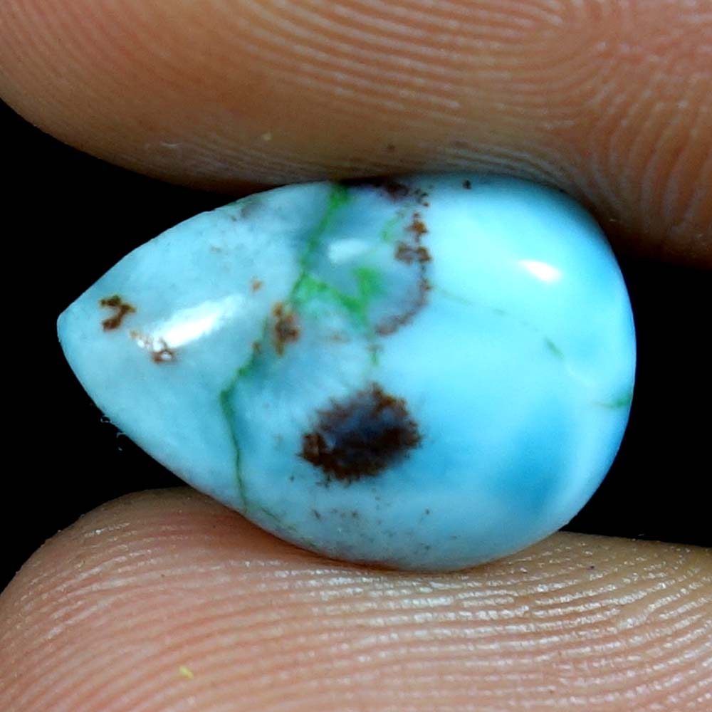 100% Natural Amazing Sky Blue Larimar Pear Cab Loose Gemstone 14x11x5mm 05.75Cts