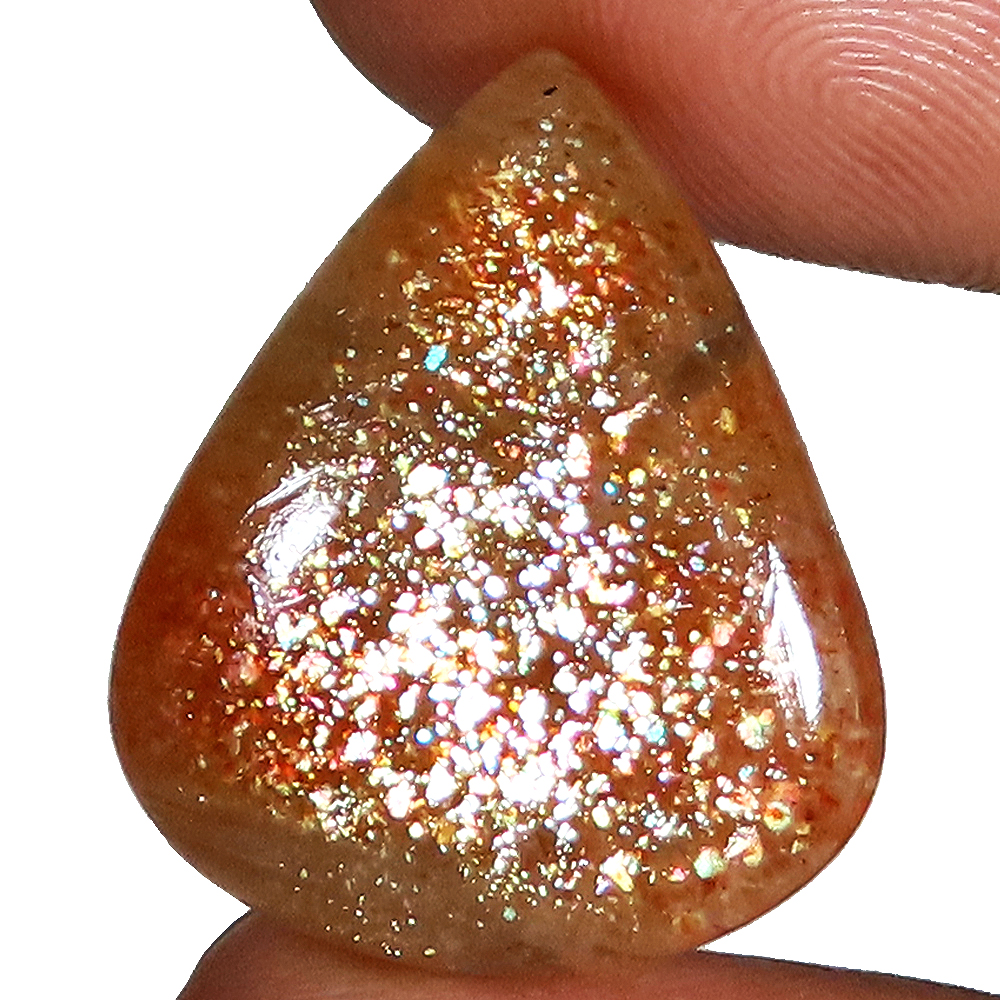 natural RED SUNSTONE pear cabochon loose gemstone 19.50 Carat. (19 x 22 x 05 mm)